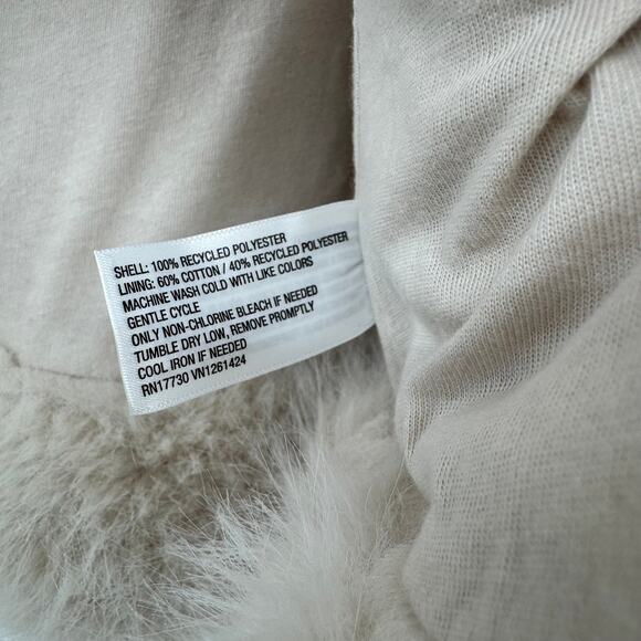 Wild Fable Cream Womens Cropped Hooded Teddy Faux Fur Oversized Jacket Size XXS - Picture 8 of 10
